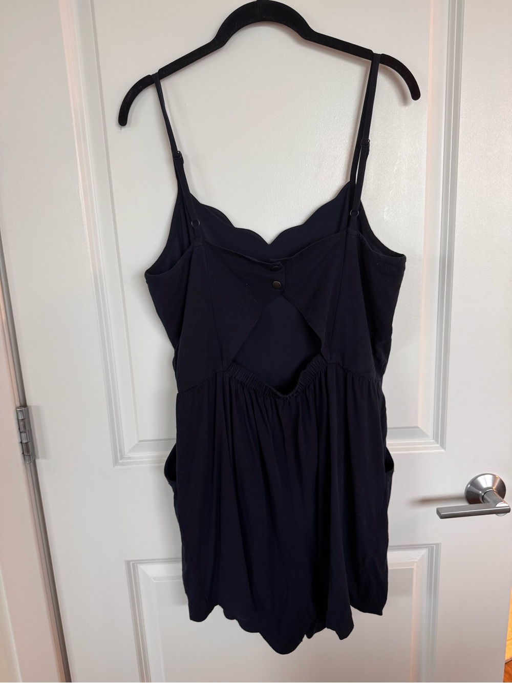 Women’s Scallop Trim navy Blue Romper